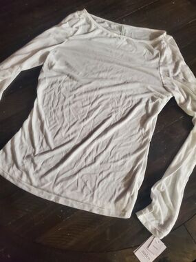Auden Women's White Long-Sleeve Crewneck Pajama Top